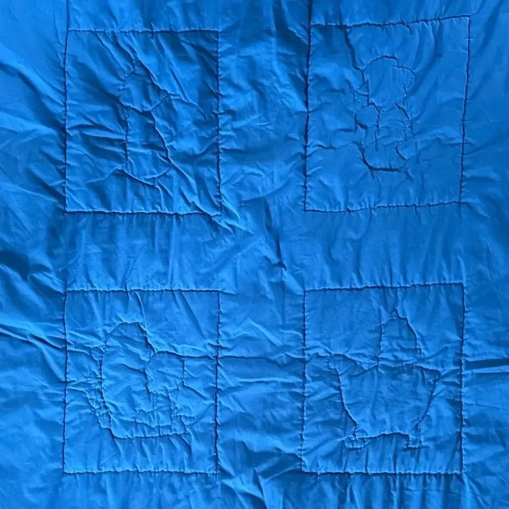 Vintage Hand Embroidered Child’s Quilt – Blue & White Precious Moments Style